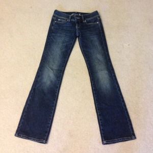 Dark wash, slim boot cut jeans