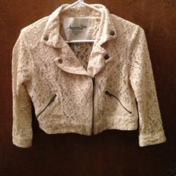 Super cute American Rag Lace Motto Crop Jacket - Picture 2 of 2