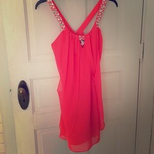 Coral Bling Dress! Size 3/4!