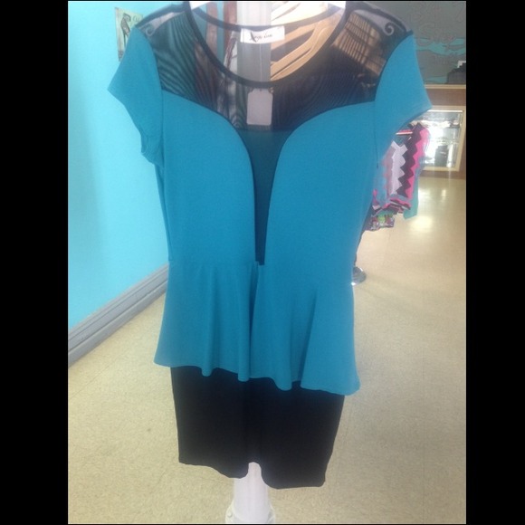 Peplum dress with mesh on front