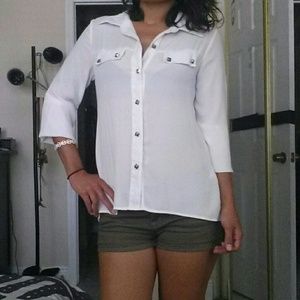 *SOLD* The Vintage Shop White High-Low Blouse