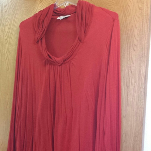 Red knit long sleeve top