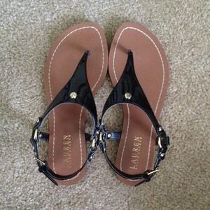 Ralph Lauren black patent sandals