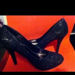 Black glitter high heels