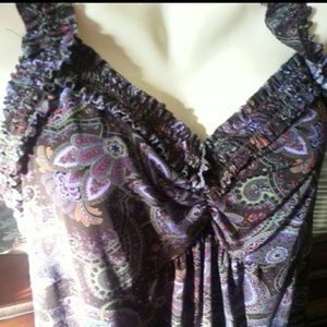 Boho purple slinky stretch venezia top 14/16