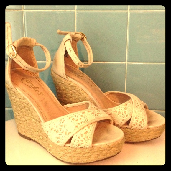 Candie's Beige Strappy Wedge