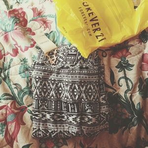 Tribal Print Slit Maxi Skirt