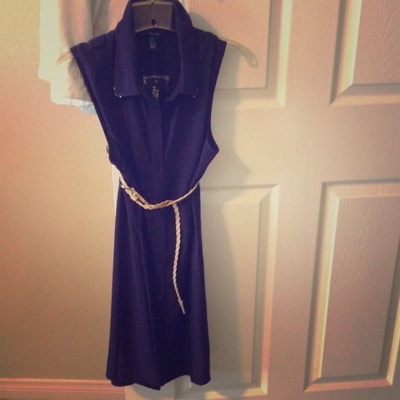 Navy blue w/ belt button up dress