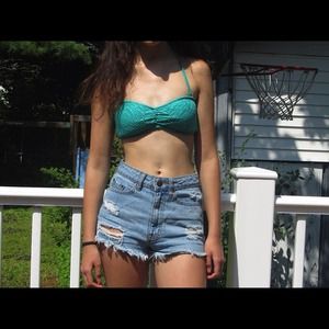 Cute teal bikini top