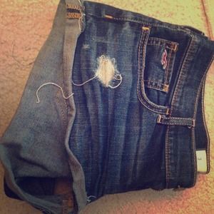Hollister dark wash lightly destroyed shorts