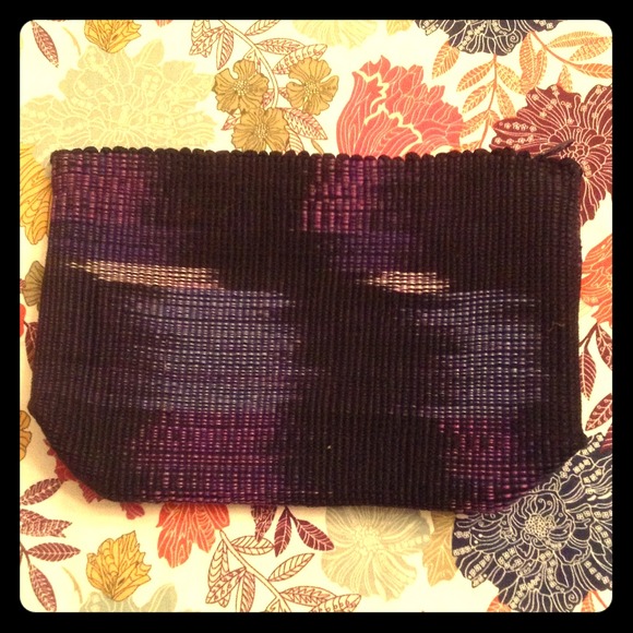 Black and Purple woven Vintage clutch