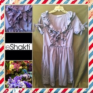 Royal blue EShakti poplin ruffle dress NEW