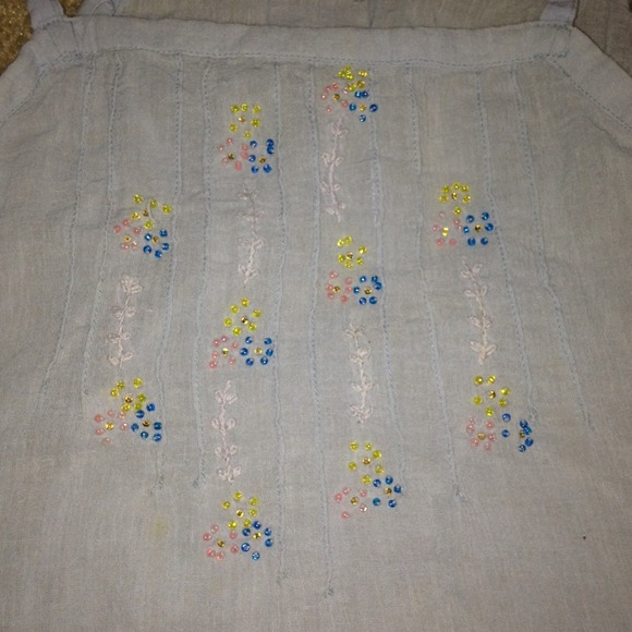 Tie up tank with beading, light purple/blue color - Picture 2 of 3