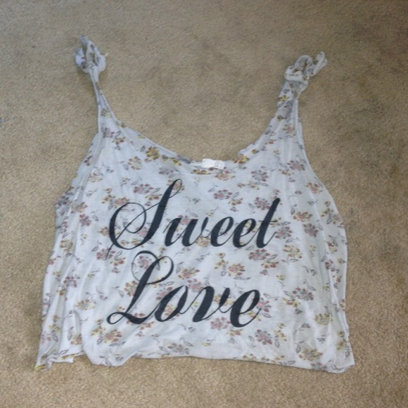 'Sweet Love' tie up tank- light gray/blue