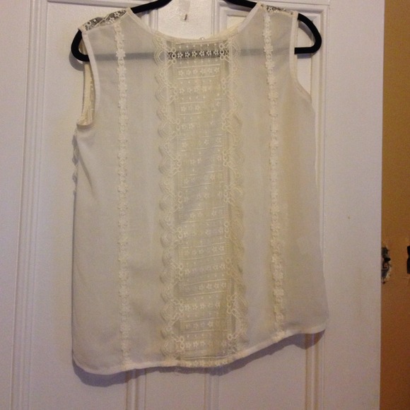 White sheer floral lace tank top