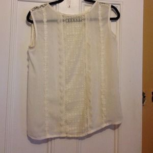 White sheer floral lace tank top