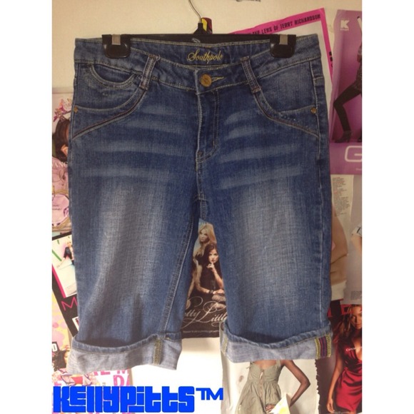 Demin Cropped Bermuda Shorts