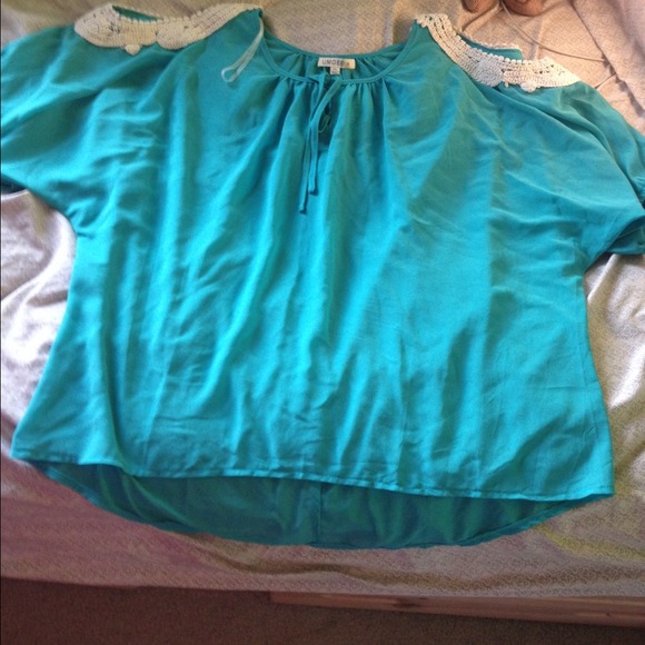 Blue top with crochet detailing