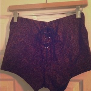 ON HOLD Unif leopard lace up hot shorts