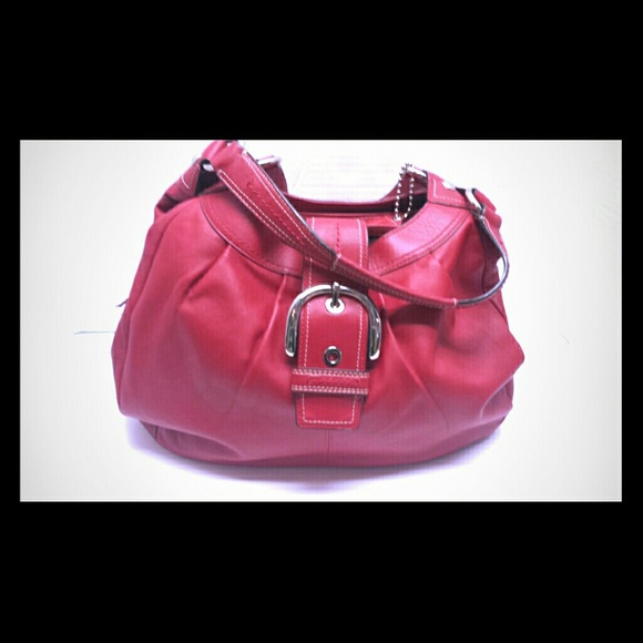 Authentic Coach Red Leather Handbag Satchel