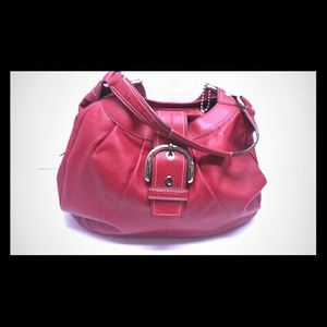 Authentic Coach Red Leather Handbag Satchel