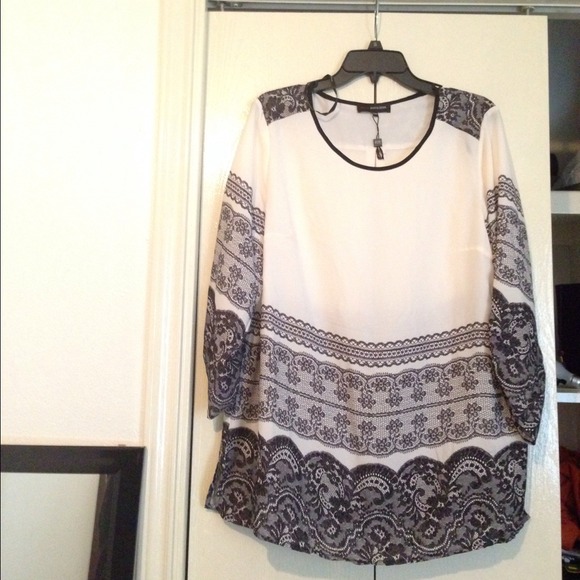 Laced Print Oversized Tunic Blouse