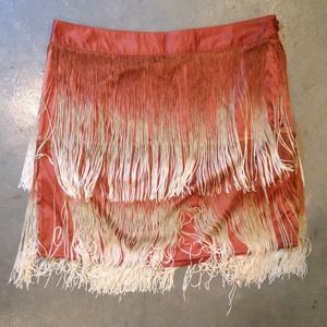 Ombré fringe mini skirt