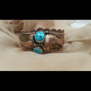 Chaco Canyon Cuff Bracelet. 925.Copper.Turquoise