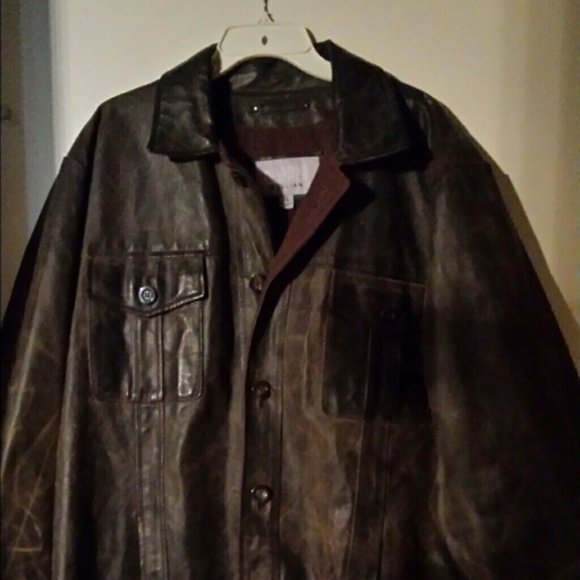 Men's distressed brown chocolate leather jacket