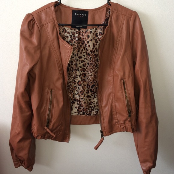 Dark Tan/Light Brown Pleather Jacket