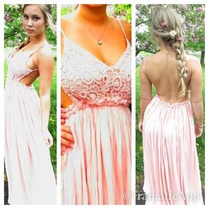 Crocheted Pink Maxi Dress