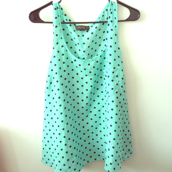 Teal Polka Dot Tank Top