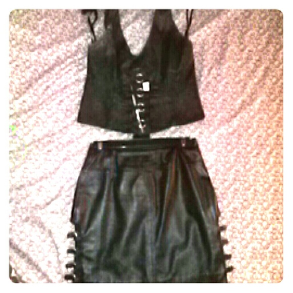 All black leather suit