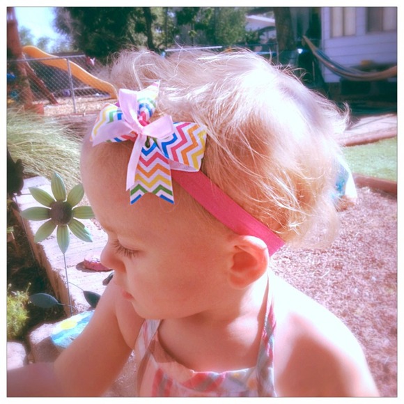 Rainbow chevron baby headband