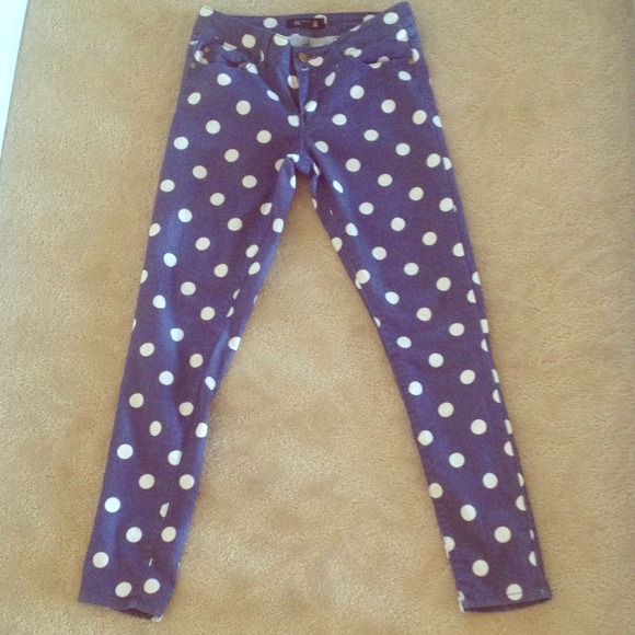 Great blue and white polka dotted Forever 21 jeans