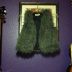 Sparkly faux fur vest :)