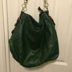 Dark green slouch bag. Brand is Bueno. From Belk