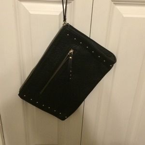 Black studded clutch