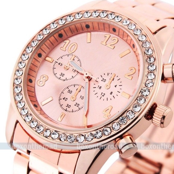 Rose gold diamond watch