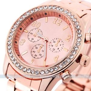 Rose gold diamond watch