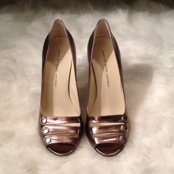 Marc by Marc Jacobs Peeptoe Metallic Pumps