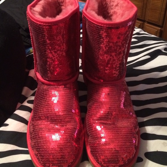 Red sequin UGG boots