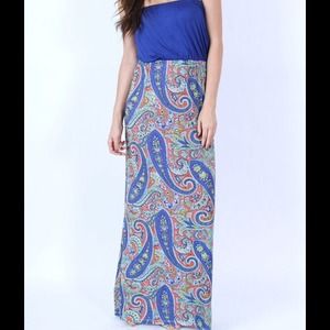 NWT Print Block Tube Maxi Dress