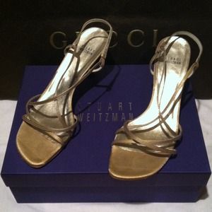 STUART WEITZMAN Gold Strappy Heels Spain 9.5