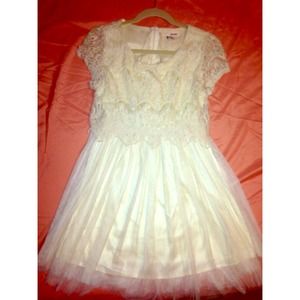 Flowy lace cocktail dress.