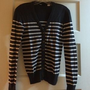 Striped cardigan - looks great on!!!