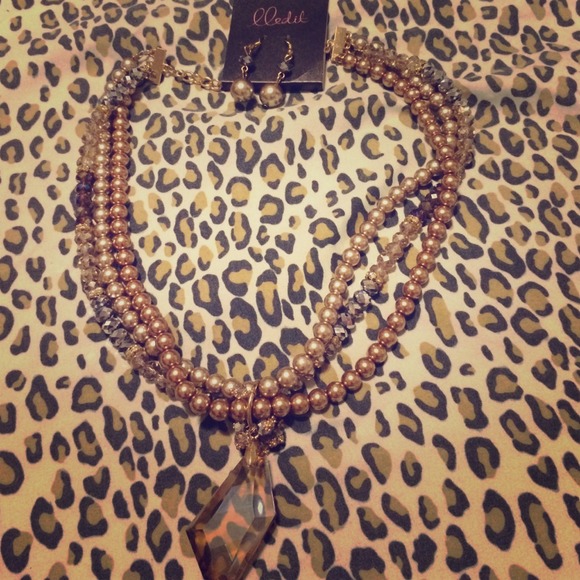 Pretty chunky statement necklace with earrings