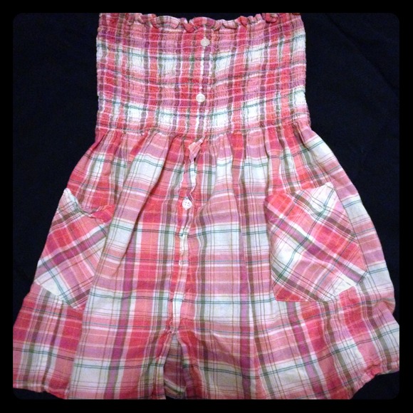 Strapless plaid button up