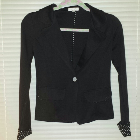 BLACK WHITE POLKA DOT BLAZER