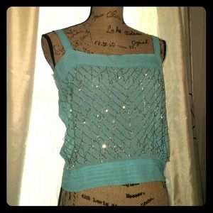 XOXO Aqua Beaded Top